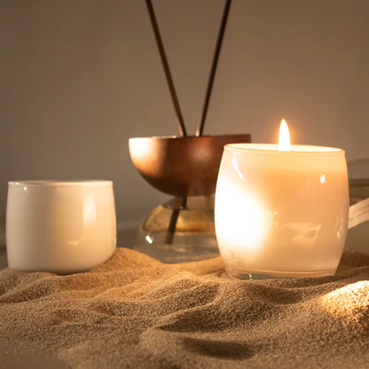 נר זכוכית חלבית קלאסי